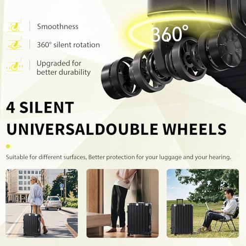 Krute Zipperless Luggage 28inch Checked Hard Shell Suitcases with Wheels - color: Black, size: Large (28 Inch)