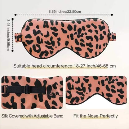 ZIMASILK Adjustable 100% 22 Momme Mulberry Silk Sleep Mask - color: Leopard - Black Pink