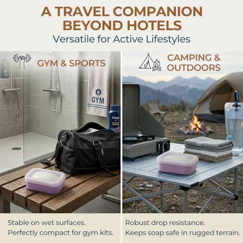 AIMAIAIMAI Enhanced Leak Proof Travel Soap Container, Compact Silicone Travel Soap Holder with Drainage Pad, Great for Camping, Gym and Business Trip (Purple) - color: Purple