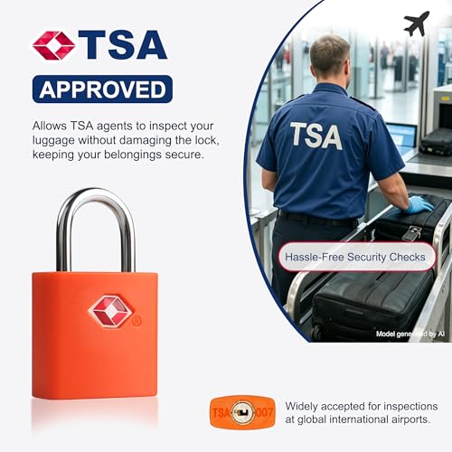 Luggage Locks TSA Approved 4 Pack, Small Padlocks Keyed Alike - color: Orange
