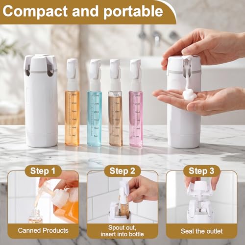 Domensi 2 Pack 4 in 1 Travel Dispenser, White - color: White