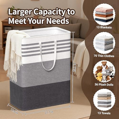 WOWBOX 2 Pack Laundry Baskets, Collapsible Dirty Clothes Laundry Hampers - color: Grey, size: 125L