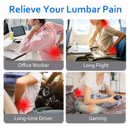 Inflatable Lumbar Pillow for Airplane Travel, S-Curve Lumbar Support Pillow