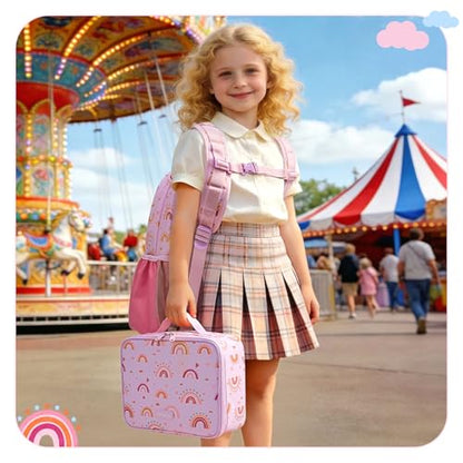 mommore Kids Backpack Set Kindergarten School Bookbag for Boys Girls 4-8 - color: A-rainbow Print
