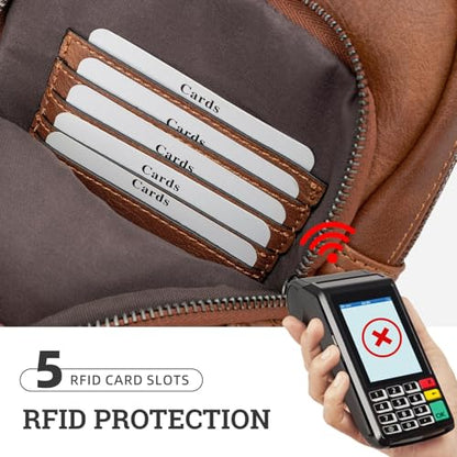 Leather Crossbody Bags for Women Small Anti Theft Sling Purse - color: Brown