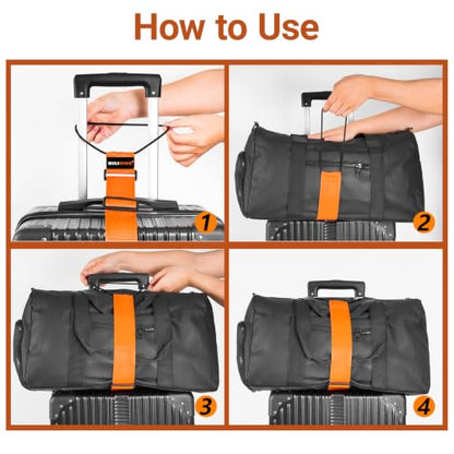 BILIONE 4 Pack Adjustable Elastic Luggage Connector Straps for Suitcases - color: Blue+Orange+Rose Pink+Green