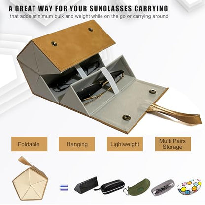 Longjet Sunglasses Organizer Travel Glasses Case Eyeglasses Storage Box - color: Tan