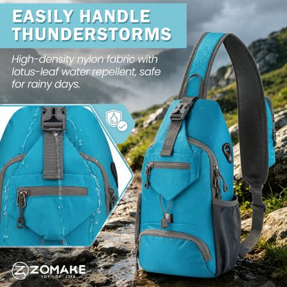 ZOMAKE Sling Bag, Cross Body Bag Shoulder Bag Anti-Theft(Lake Blue) - color: Lake Blue