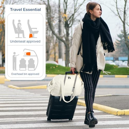 TOPDesign Travel Duffel Bag, Puffy Carry On Overnight, Gym Bag w/Wet Pocket - color: Ivory White