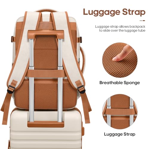 UKEIN Luggage Sets 3 Piece, 28in Checked Luggage With Travel Backpack - color: Beige, size: 3 piece set (28inch)