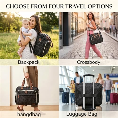 Diaper Bag Backpack Mommy Bag Large Capacity Diaper Backpack Travel Essential Baby Diaper Bag for Mom and Dad, Black (Camo Black) - color: Camo Black