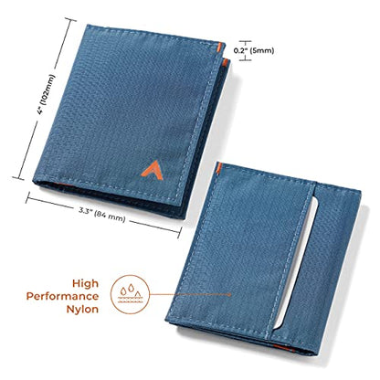 Allett Hybrid Card Wallet, RFID Blocking Slim Bifold (Nylon, Indigo Blue) - color: Indigo Blue, style: Nylon