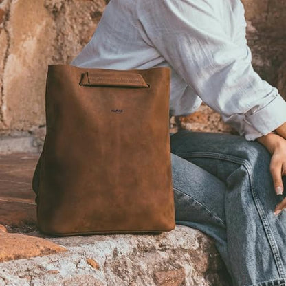 Heather's, Convertible Backpack to Shoulder Bag, Spacious Crossbody for Women, Squared Purse, Full Grain Leather, Handmade - color: Swayze Suede
