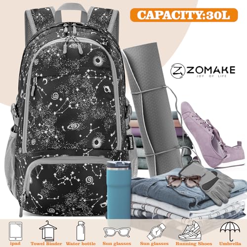 ZOMAKE Lightweight Packable Backpack 30L, Foldable Travel Hiking Daypack - color: D-starry Sky Print