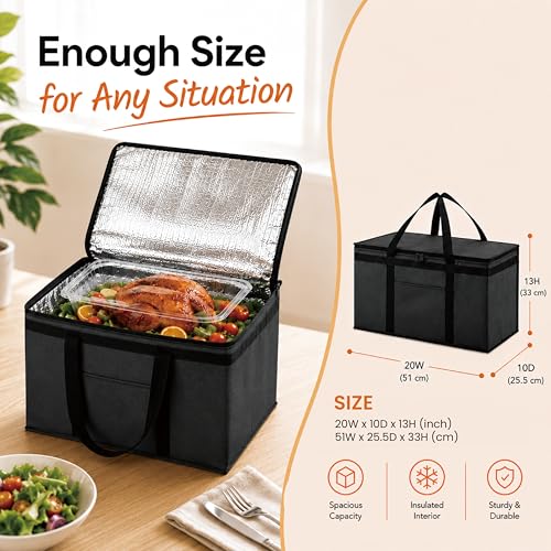 NZ home Insulated Food Delivery Bag, Grocery Cooler & Catering Tote - color: Red, size: 2XL