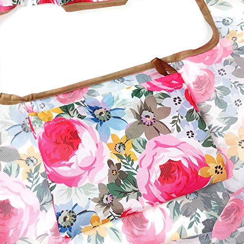 allydrew Large Foldable Tote Nylon Reusable Grocery Bags, Easter Floral - color: Easter Floral