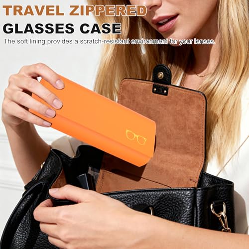 uxcell Hard Shell Eyeglasses Case Leather Glasses Case with Eyeglass Cloth Lightweight Portable Storage Bag PU Leather - color: Light Blue