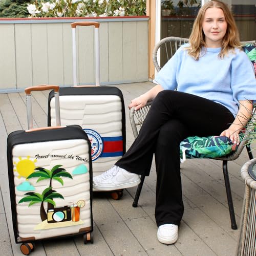 Clear PVC Suitcase Cover Protectors 20 Inch Luggage Covers - color: Coconut Tree-20 inches