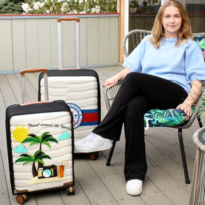 Clear PVC Suitcase Cover Protectors 20 Inch Luggage Covers - color: Coconut Tree-20 inches