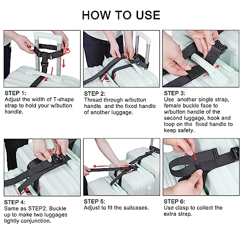 Vigorport Luggage Connector Straps for Suitcase, Add A Bag Suitcase Belt - size: Large-Metal Buckle
