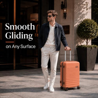 Carry On Luggage 22x14x9 Airline Approved Suitcase with Wheels, 3 Piece - color: Tangerine, size: 3 Piece Sets (20/BP/TB)