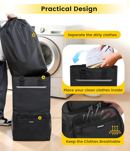 Vorspack Laundry Backpack for College Students, 2 in 1 Laundry Bag, Black - color: Black