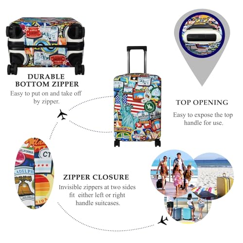 Explore Land Luggage Cover Fits 18-22 inch Case (Statue of Liberty, S) - color: Statue of Liberty, size: S