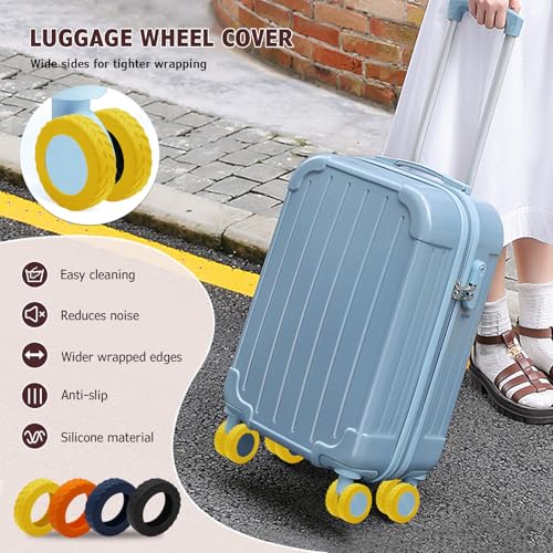 Luggage Wheel Covers, Anti Dust & Scratch, For 2-2.4" wheels - Yellow - color: Yellow
