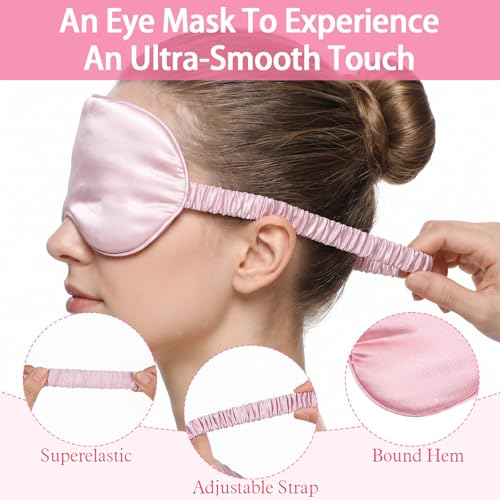 4pcs Sleep Mask, Silk Eye Mask for Sleeping Eyes Cover Blackout Eye Masks, Elastic Adjustable Soft Night Eyes Shade for Sleeping Women Men