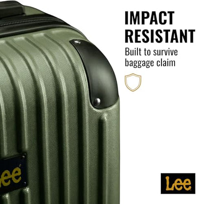 Lee Carry On Luggage with Wheels, 21" TSA Approved Hard Shell Suitcase - color: Merchantile Green