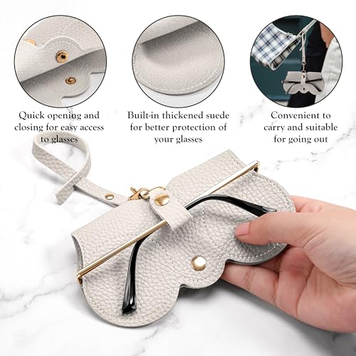 FEISEDY 2Pack Soft Leather Sunglass Bag, Portable Holder Eyeglasses Case - color: Black + White