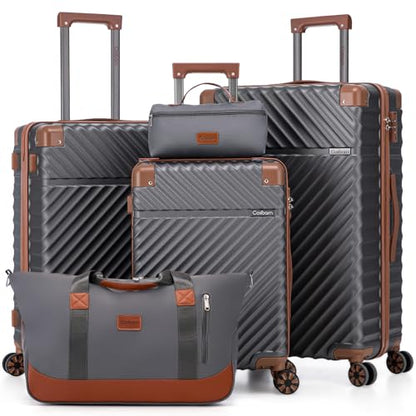 Cosbarn Luggage Sets 5 Pcs Suitcases with Wheels, 20"/24"/28",Gray - color: Gray, size: 5 Piece Sets (20/24/28/Db/Tb)