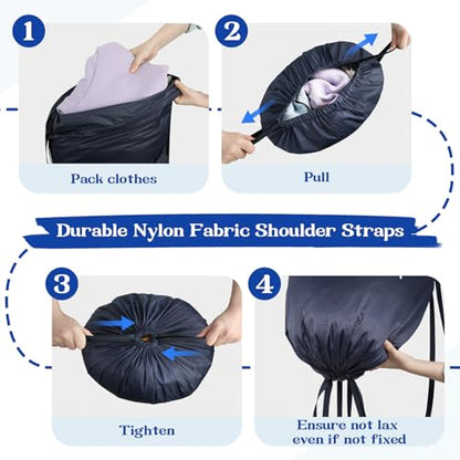 120L Waterproof Laundry Backpack for College & Apartment | Heavy-duty, hands-free carrying with ergonomic straps. 100% waterproof nylon prevents leaks. Holds 3-4 loads of clothes - color: Navy Blue