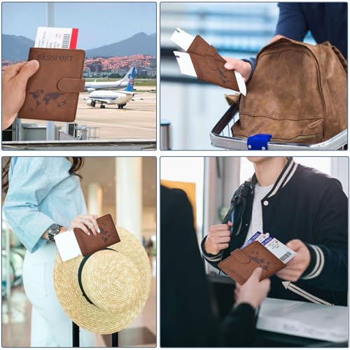 Passport Holder Cover Wallet Case RFID Blocking Card Slot Travel Essentials - color: Brown