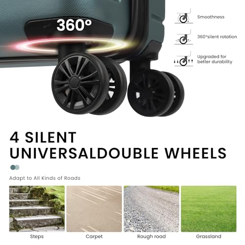 20" Carry-On Luggage,Suitcases w/4 Spinner Wheels,NO LOCK - color: Green, size: Carry on - 20 Inch