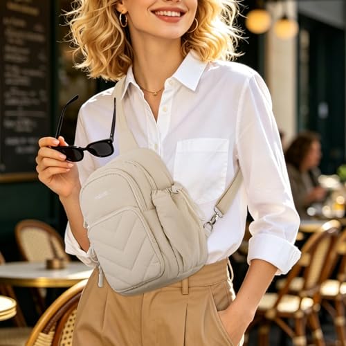 MOSISO Small Sling Bag for Women, Puffer Crossbody Bag Daypack