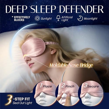 OLESILK 100% Mulberry Silk Sleep Mask for Women - Zero-Pressure Blackout - color: Royal Blue