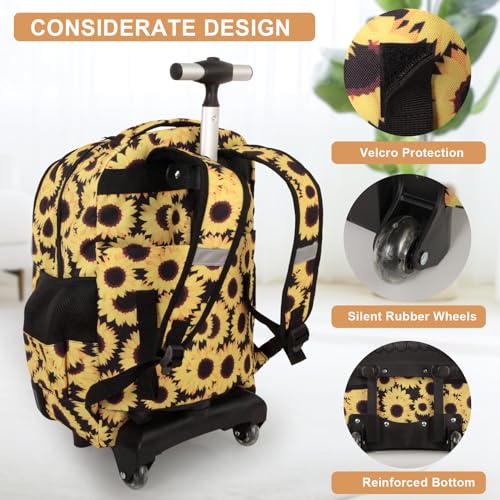 Tilami Rolling Backpack for Boys and Girls,Sunflower - color: Sunflower