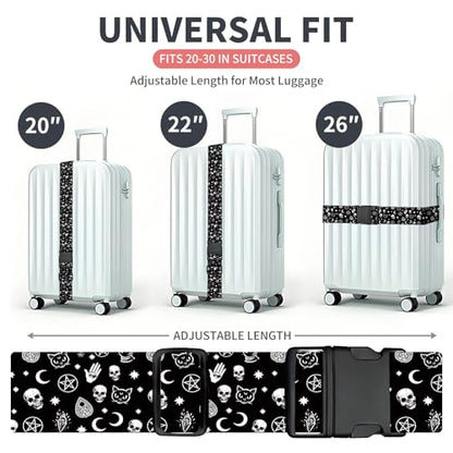 Luggage Strap for Suitcases Adjustable Travel Belt with Quick Release Buckle, Cute Travel Accessories for Suitcase Strap Gothic Style Pattern - color: Gothic Style Pattern