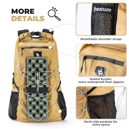 Lightweight Hiking Backpack 20L, Waterproof Foldable Packable Backpack for Travel Camping Daypack for Men Women - color: Black