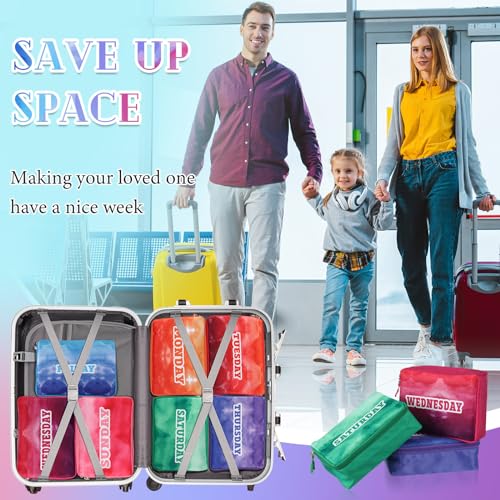 Paterr 7 Pcs Days of Week Packing Cubes for Kids 9 X 7 X 3 Inch Gradient - color: Gradient, size: 9 x 7 x 3 Inch