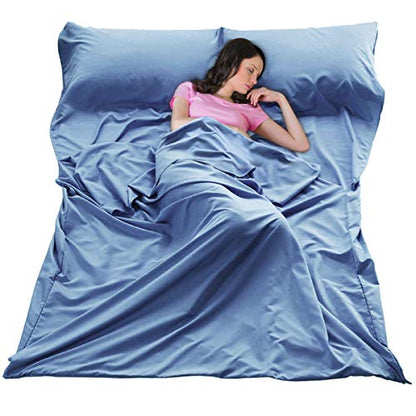 Sleeping Bag Liner All-Season Travel Sleep Sack for Adults - color: Blue, size: 83x63"