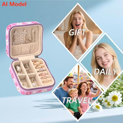 shunmei Mini Travel Jewelry Box, Personalised Pattern, Pink Cat - style: Pink Cat