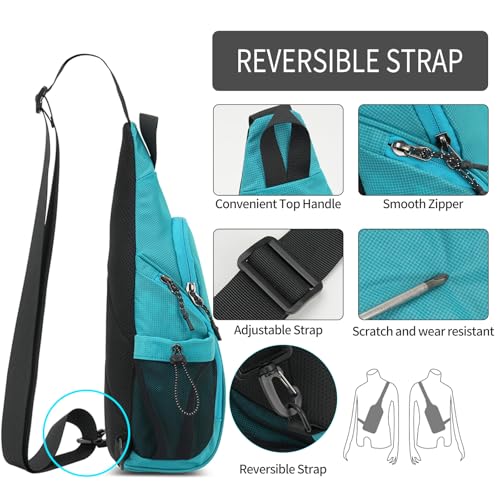 Peicees Small Sling Bag Backpack Crossbody Gym Bag Chest Daypack, Black - color: Black