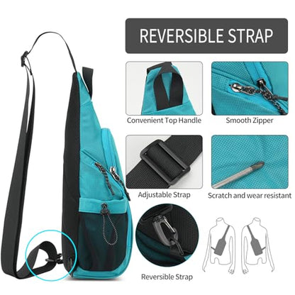 Peicees Small Sling Bag Backpack Crossbody Gym Bag Chest Daypack - color: Sky Blue