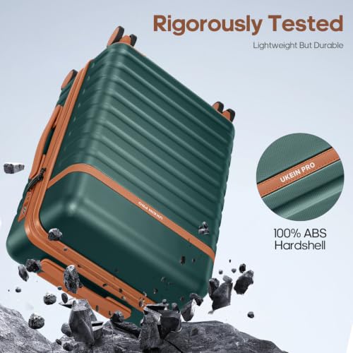 Luggage Sets 7 Piece,Hardside Large Checked Suitcase with Backpack Set - color: Dark Green, size: 7-Piece Sets