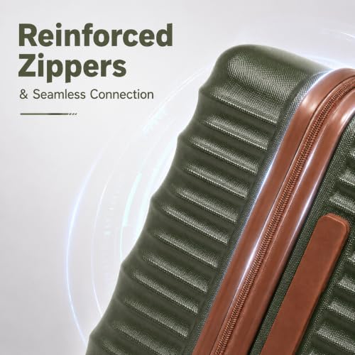 CONCEPTEN Luggage Sets 5 Piece, ABS+PC Hardshell Suitcases with Wheels - color: Olive Drab, size: 5 Piece Sets (20/24/28/Db/Tb)