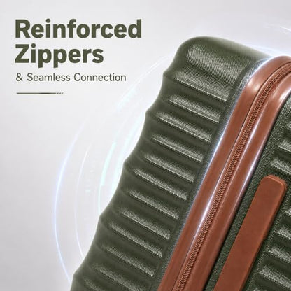 CONCEPTEN Luggage Sets 5 Piece, ABS+PC Hardshell Suitcases with Wheels - color: Olive Drab, size: 5 Piece Sets (20/24/28/Db/Tb)