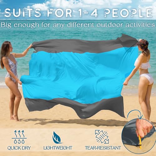 비치 담요 방수 모래 방지 대형 298.1cm x 203.5cm(78인치 x 81인치)/3m x 22 - color: 블루 그레이2, size: 78인치 X 81인치