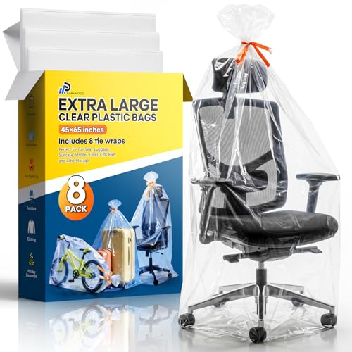 45x65 Inch Extra Large Clear Plastic Storage Bag for Luggage Cover, 8 Pack - size: XX-Large (45"x65")